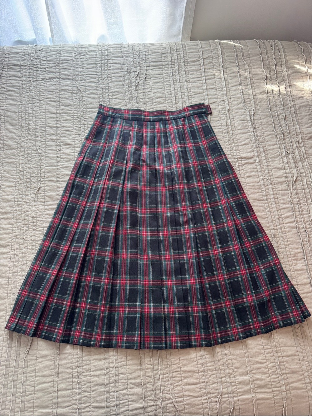 Vintage L.L. Bean 100% Wool Pleated Tartan Skirt 14P